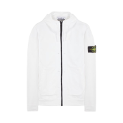 Stone Island 60477 Brushed Cotton Fleece Garment Dyed Full Zip Up Hooded Sweatshirt White - 23FW