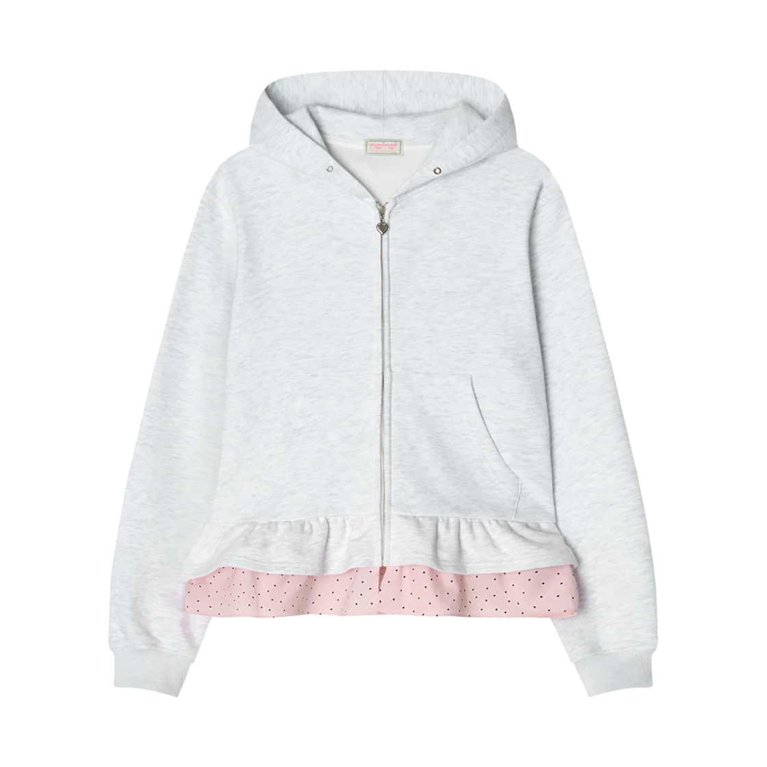 네프네프 레이어드 러플 후디 화이트 멜란지