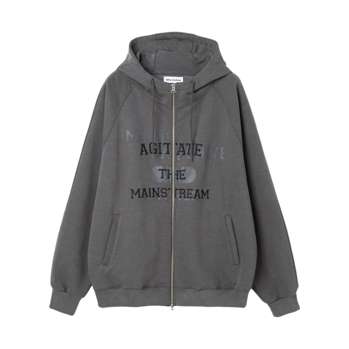 밀로 아카이브 빈티지 오버랩 후디 집업 스톤 블랙(Millo Archive Vintage Overlap Hoodie Zip-up Stone Black) - 1