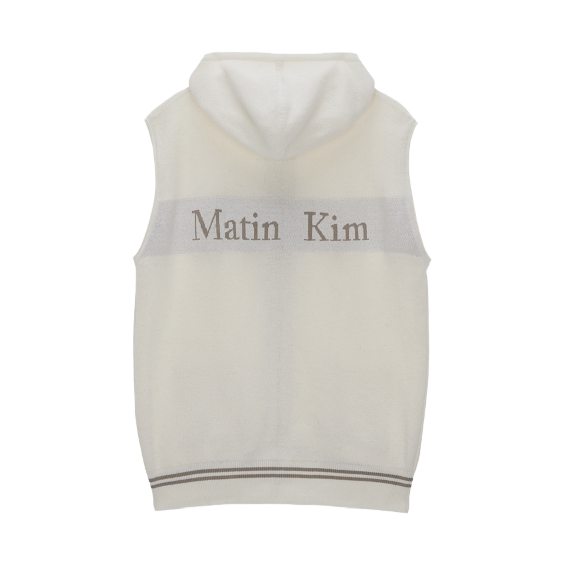 MK2434KV503H Matin Kim Hoody Point Logo Knit Vest Ivory