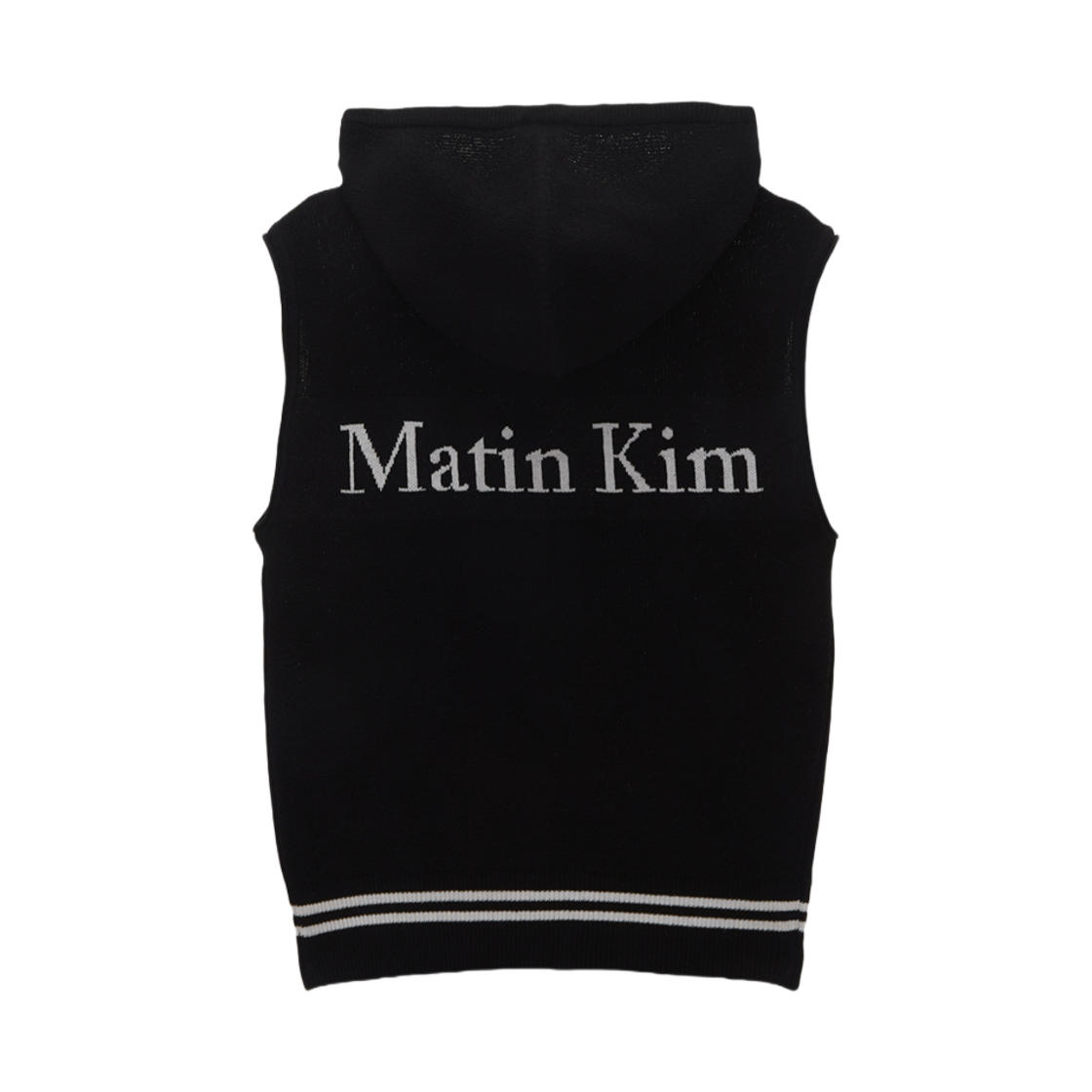 MK2434KV003M (W) Matin Kim Hoody Point Logo Knit Vest Black