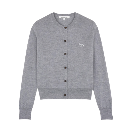 MW00507KT1036-H131 (W) Maison Kitsune Baby Fox Patch Regular Cardigan Medium Grey Melange