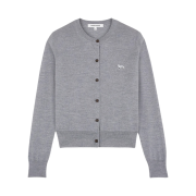 (W) Maison Kitsune Baby Fox Patch Regular Cardigan Medium Grey Melange
