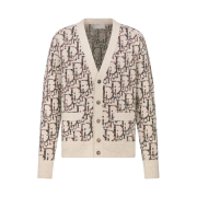 Dior Oblique Cardigan Beige Brown Wool Jacquard