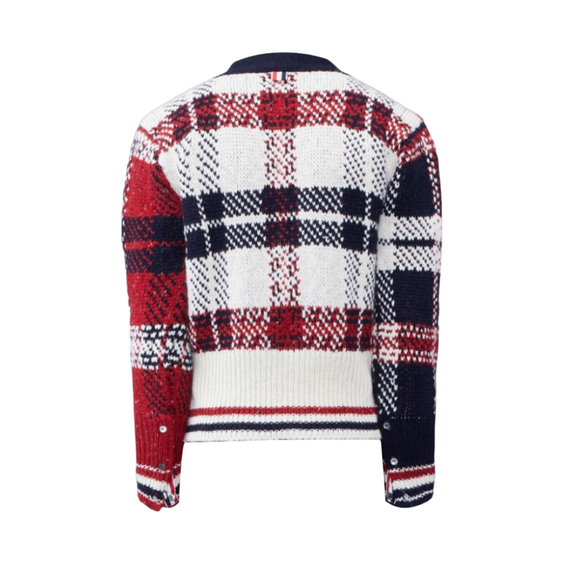 톰브라운 도네갈 타탄 스트라이프 브이넥 가디건 레드(Thom Browne Donegal Tartan Stripe V-Neck Cardigan Red) - 2