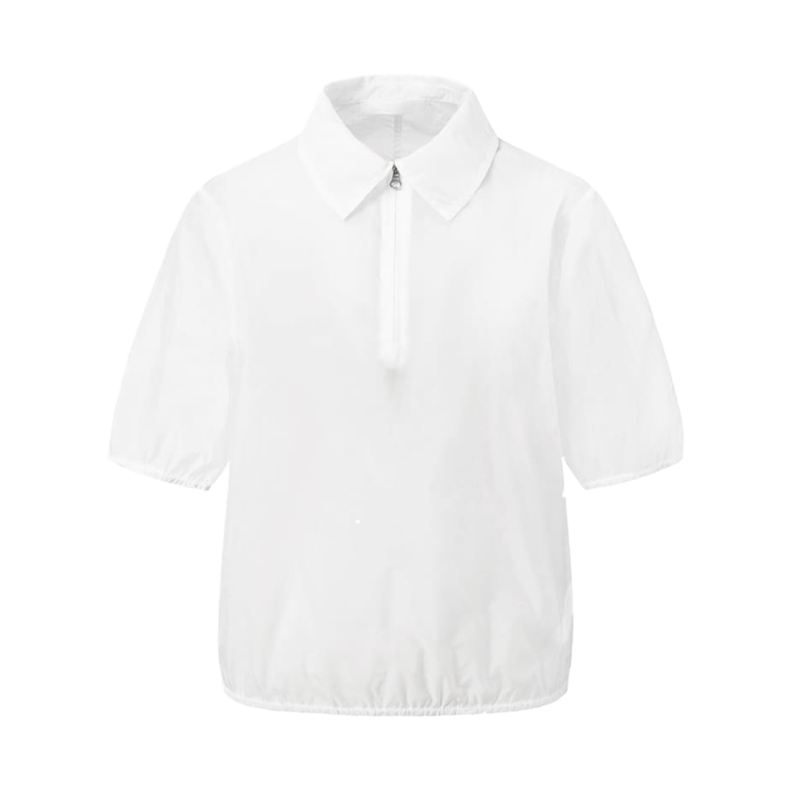 KW5BTSSAM07WT Amomento Women Sheer Half Zip-Up Top White - 25SS