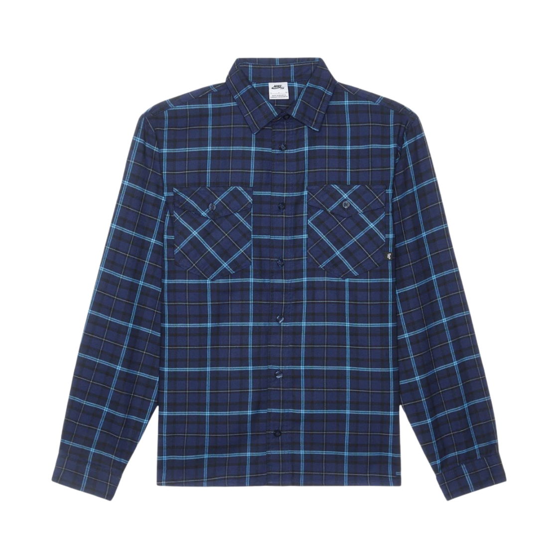 FN2568-410 Nike SB Long Sleeve Flannel Skate Button Up Shirt Midnight Navy Obsidian - Asia