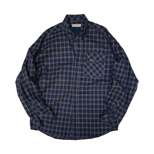 25SSUMCWSNV Undermycar 25SS Floral Safety Pin Japanese Fabric Windowpane Check Shirts Navy