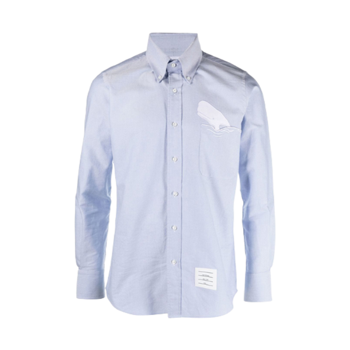 톰브라운 솔리드 옥스포드 엠브로이더 웨일즈 스트레이트 핏 셔츠 라이트 블루(Thom Browne Solid Oxford Embroidered Wales Straight Fit Shirt Light Blue) - 1