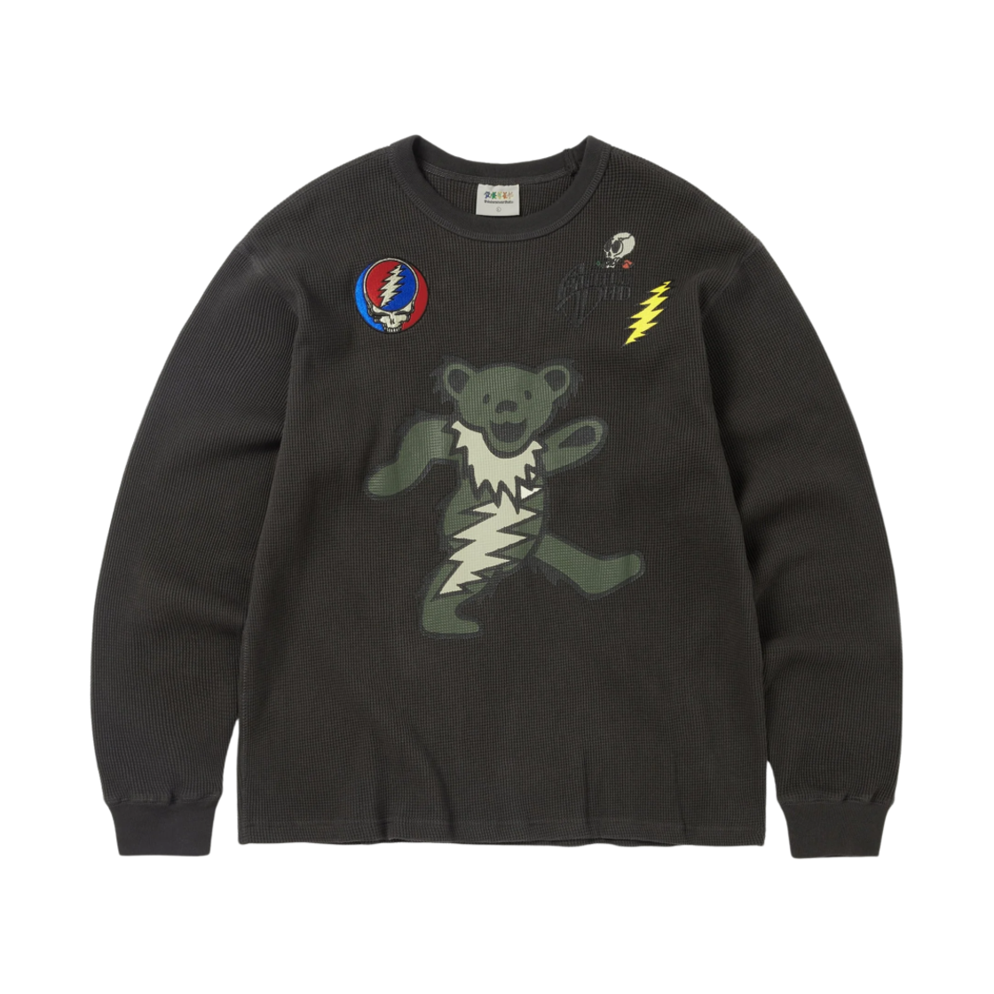 GD243WTOLP01CHA Thisisneverthat x Grateful Dead Peace Bears Waffle LS Top Charcoal