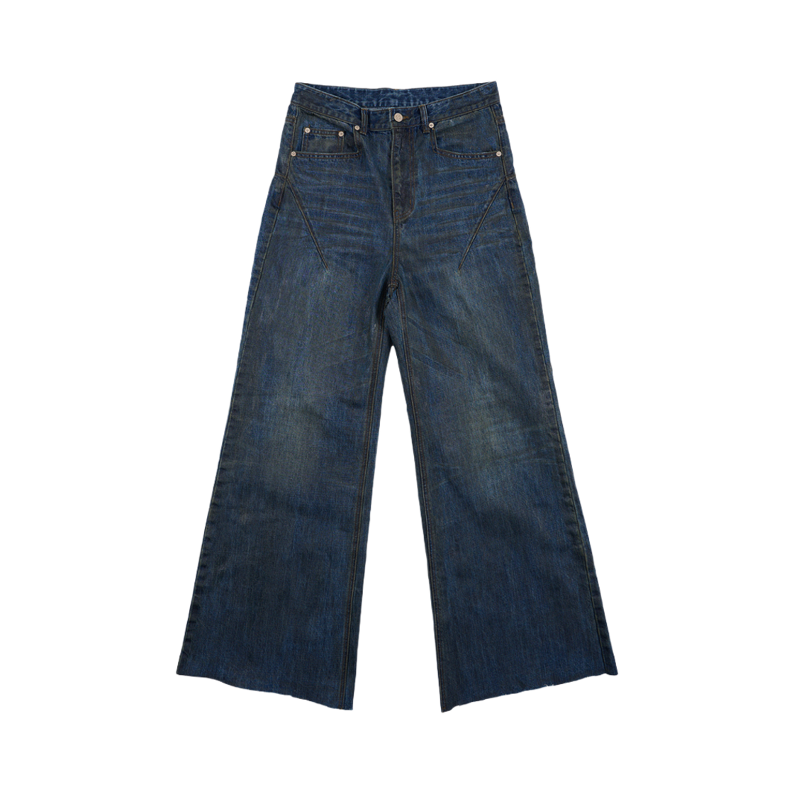 P0000CP9 Sundayoffclub Waxed Wide Leg Denim Luster Blue