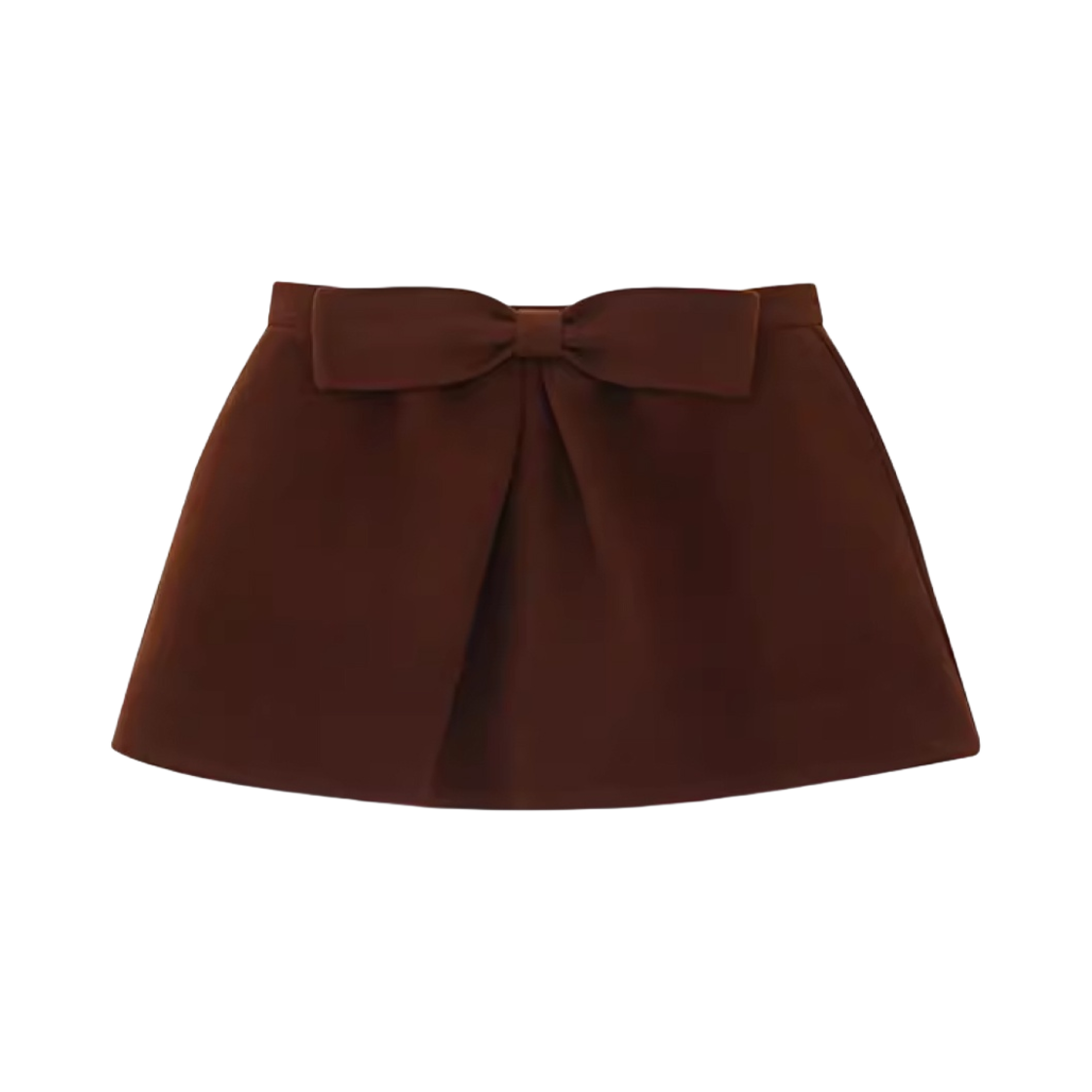 MWDCSK05 (W) SHUSHU/TONG Retro Bow Pleated Short Woolen A-Line Skirt Brown