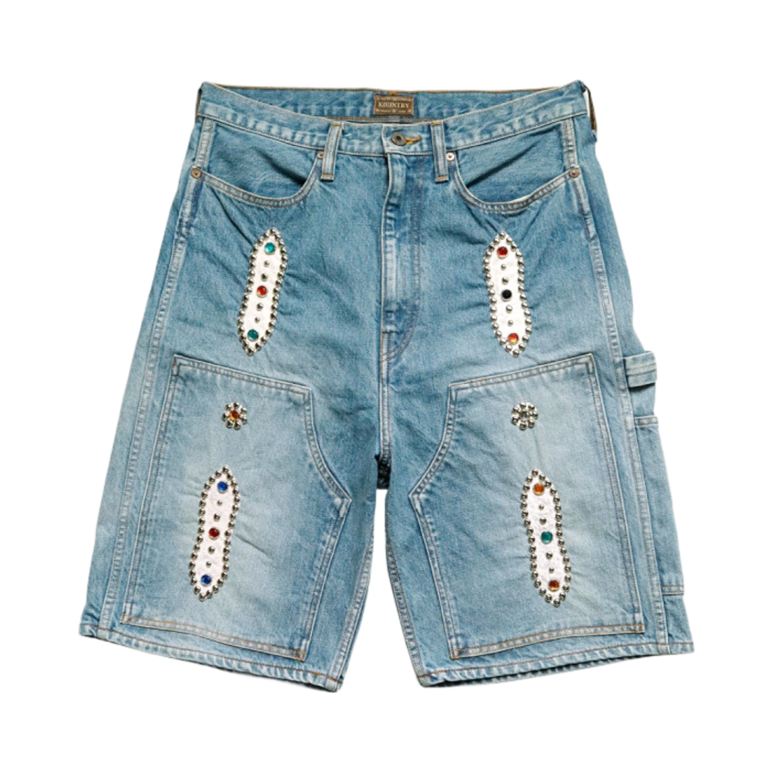 캐피탈 14온즈 데님 숏 팬츠 스터드 리메이크 인디고 (프로세싱)(Kapital 14 oz. Denim Short Pants Studs Remake Indigo (Processing))
