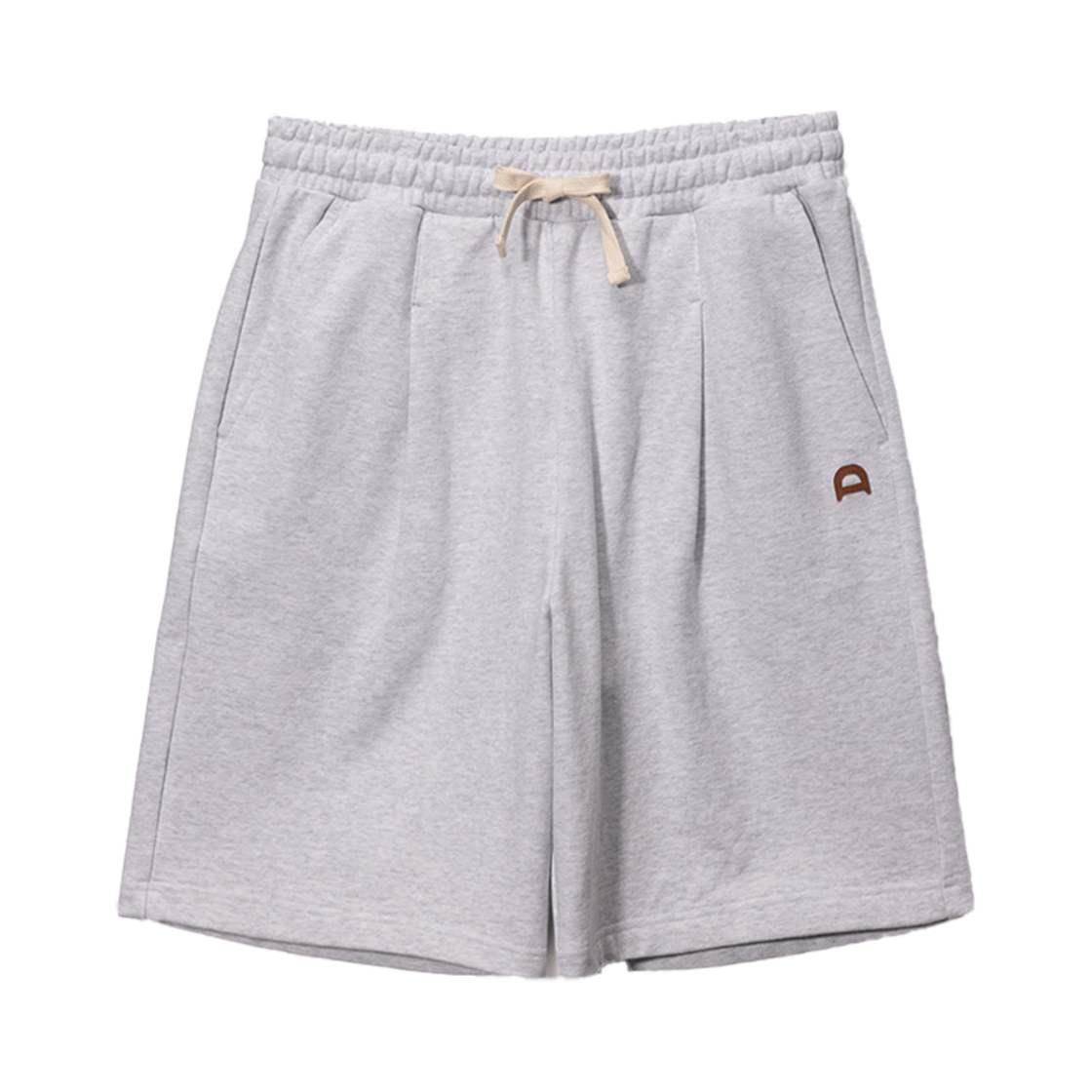 UDPA5B121G1_M_ Dunst Unisex Leather Logo Sweat Shorts Light Melange Grey