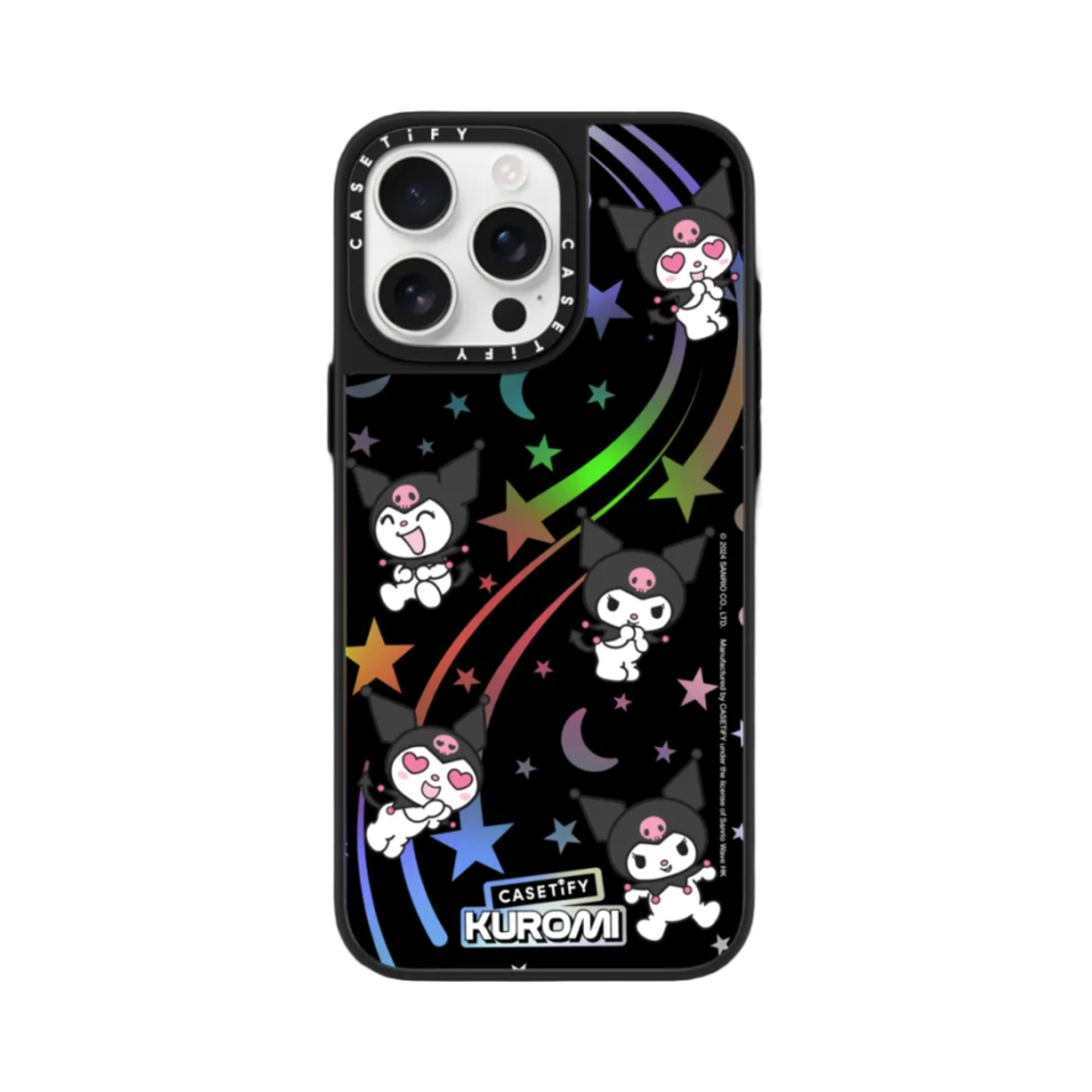 케이스티파이 x 쿠로미 아이폰 갈락틱 스타더스트 홀로그램 맥세이프 케이스 이리디센트 온 블랙