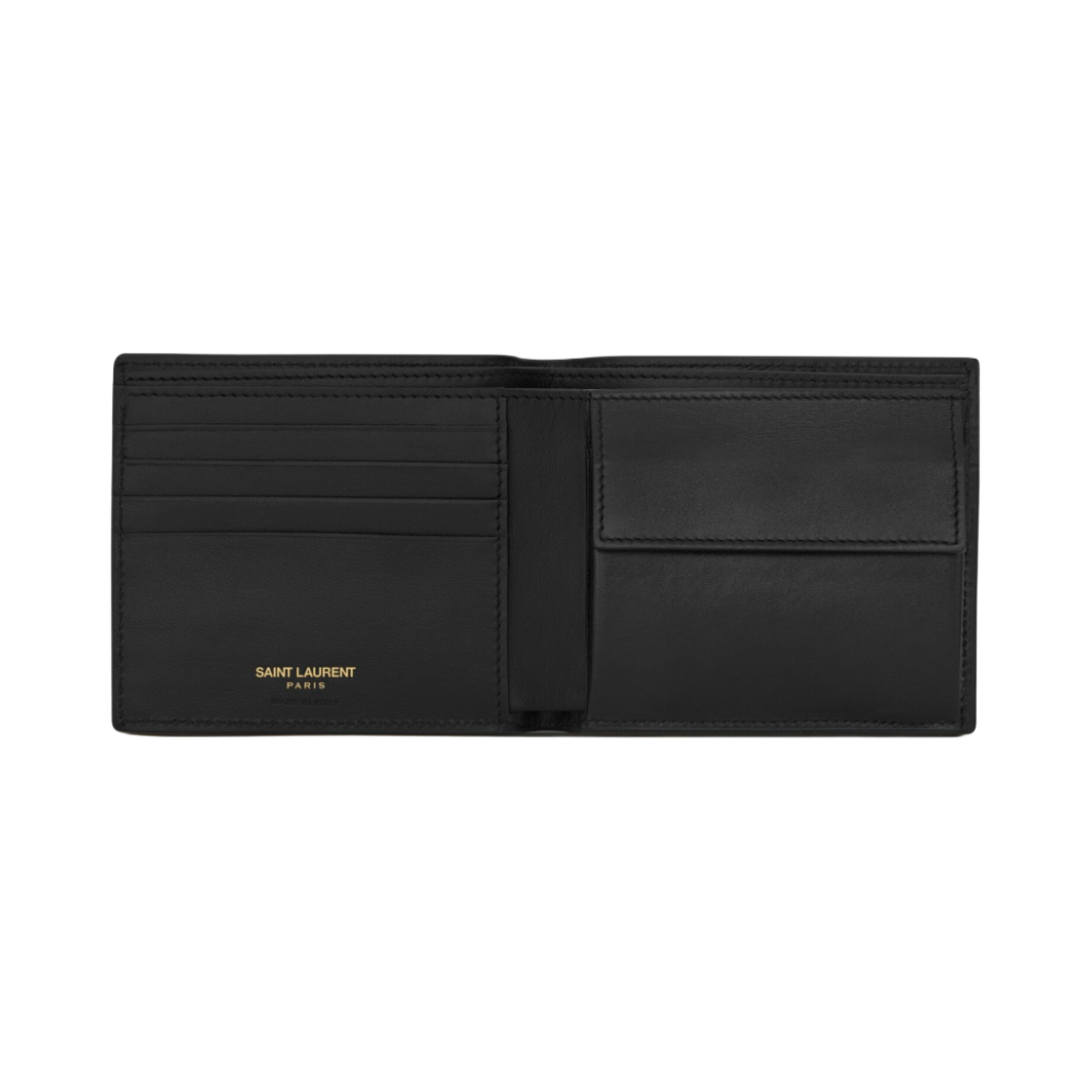 생로랑 샤이니 레더 타이니 카산드라 이스트/웨스트 동전 반지갑 블랙(Saint Laurent Tiny Cassandre East/West Wallet with Coin Purse in Shiny Leather Black) - 2
