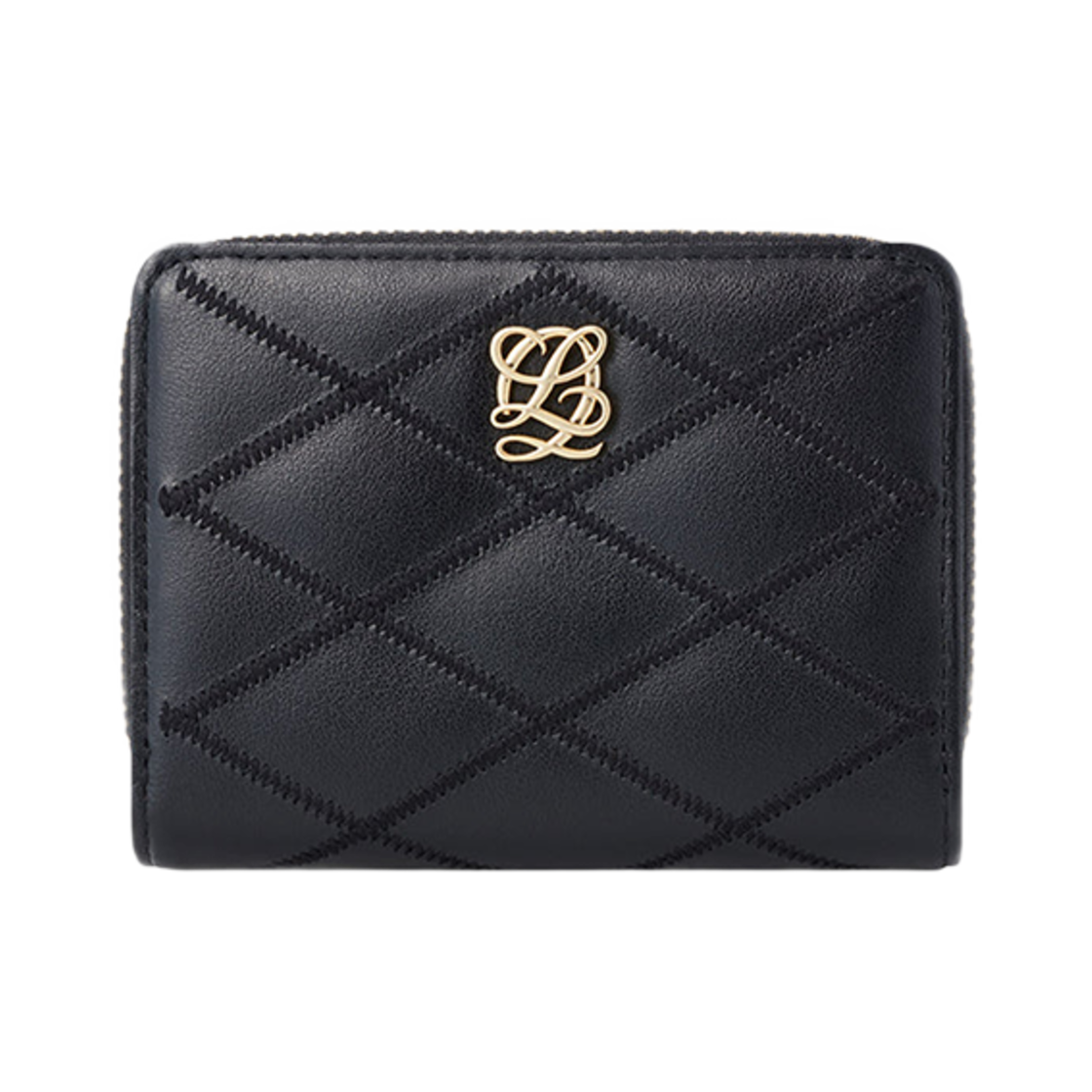 LLSP3QT06FF5BL0171 Louis Quatorze D-Quilting Bi-Fold Zipped Card Wallet Black
