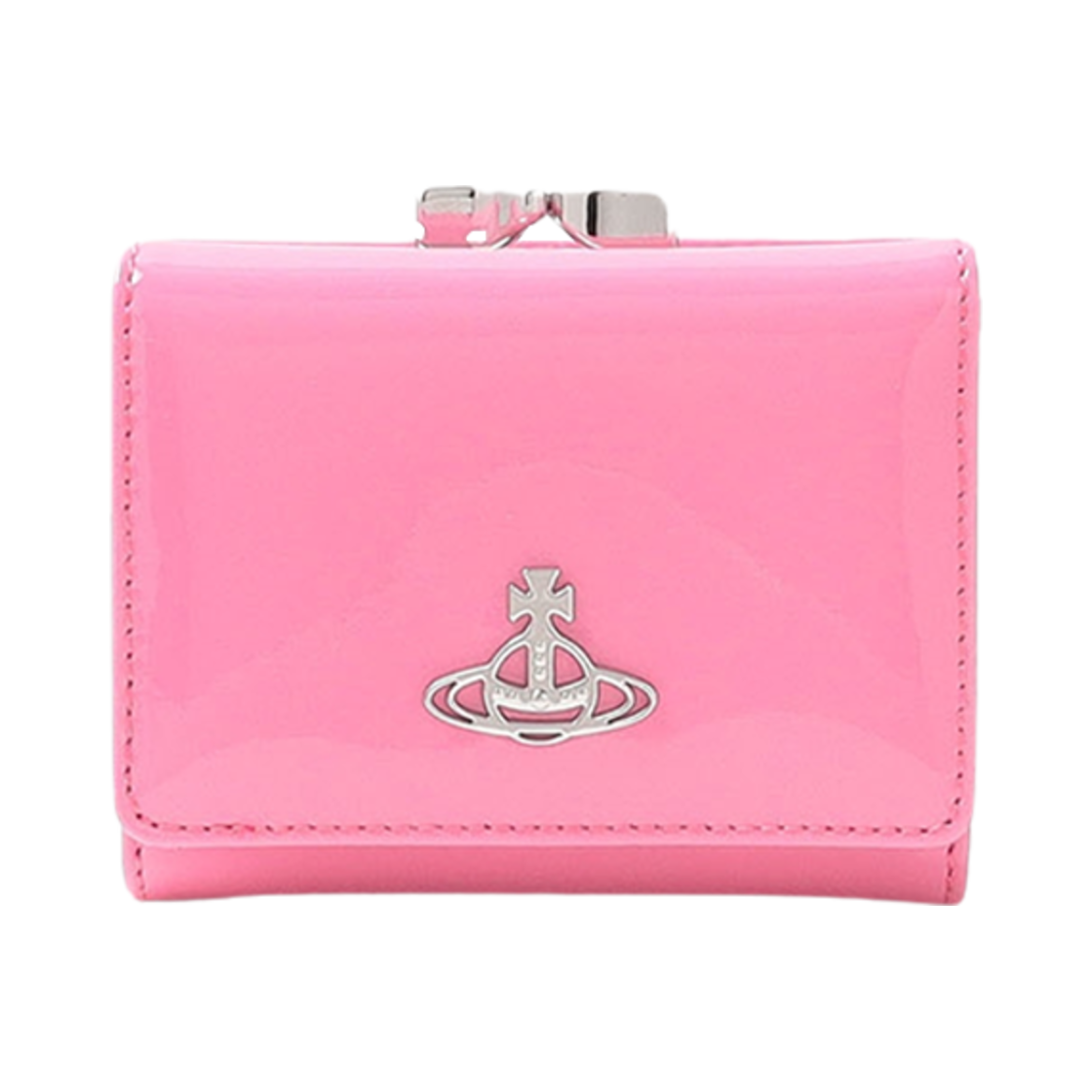 비비안 웨스트우드 샤이니 페이턴트 클래스프 트라이폴드 월렛 핑크(Vivienne Westwood Shiny Patent Clasp Tri-Fold Wallet Pink) - 1