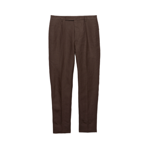 UP0141-15FS-F0192 Prada Tailored Linen Pants Ebony