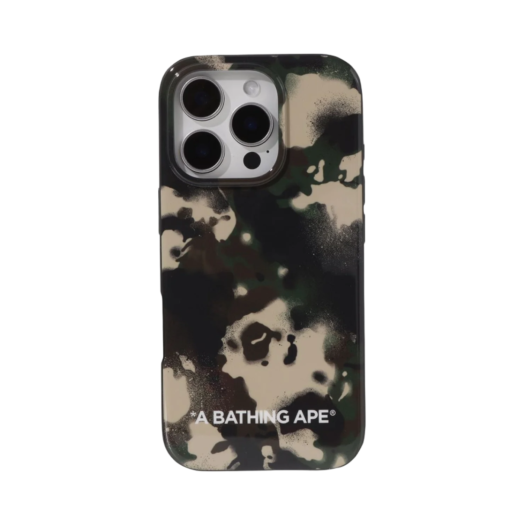 0ZXECM060821O BAPE Map Camo iPhone 16 Pro Case Green