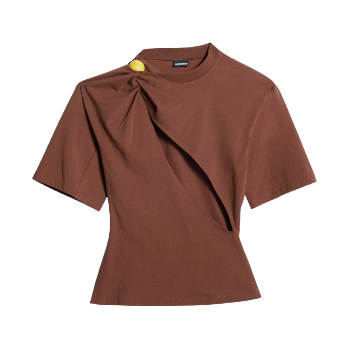 (W) 자크뮈스 르 슬래쉬 티셔츠 페롤라 브라운((W) Jacquemus Le Slashed T-Shirt Perola Brown) - 1