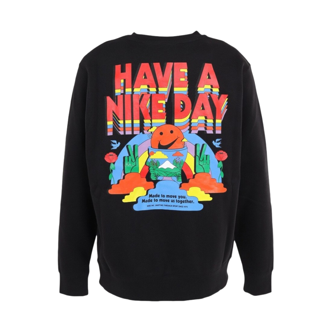나이키 NSW 해브 어 나이키 데이 플리스 크루 블랙 - 아시아(Nike NSW Have A Nike Day Fleece Crew Black - Asia)