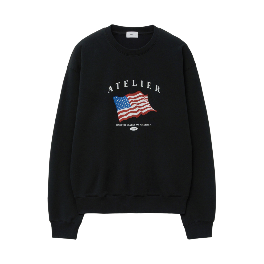 티엔지티 오버사이즈 성조기그래픽 스웻셔츠 블랙(TNGT Over Size the Stars and Stripes Graphic Gament Daying Sweat Shirts Black)