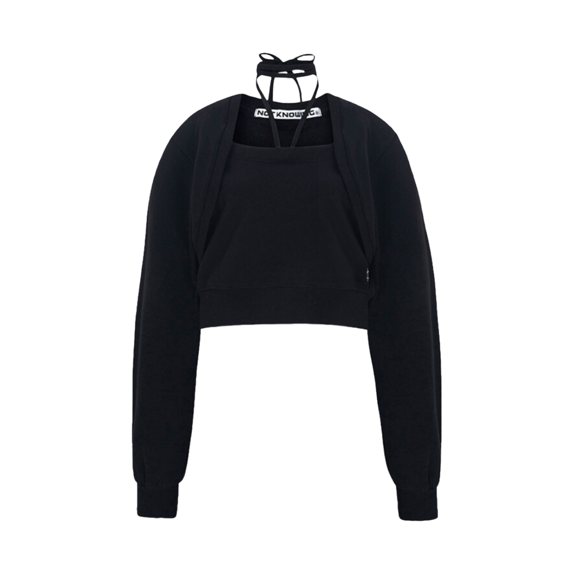 낫노잉 볼레로 레이어드 스웻 블랙(Notknowing Bolero Layered Sweat Black)