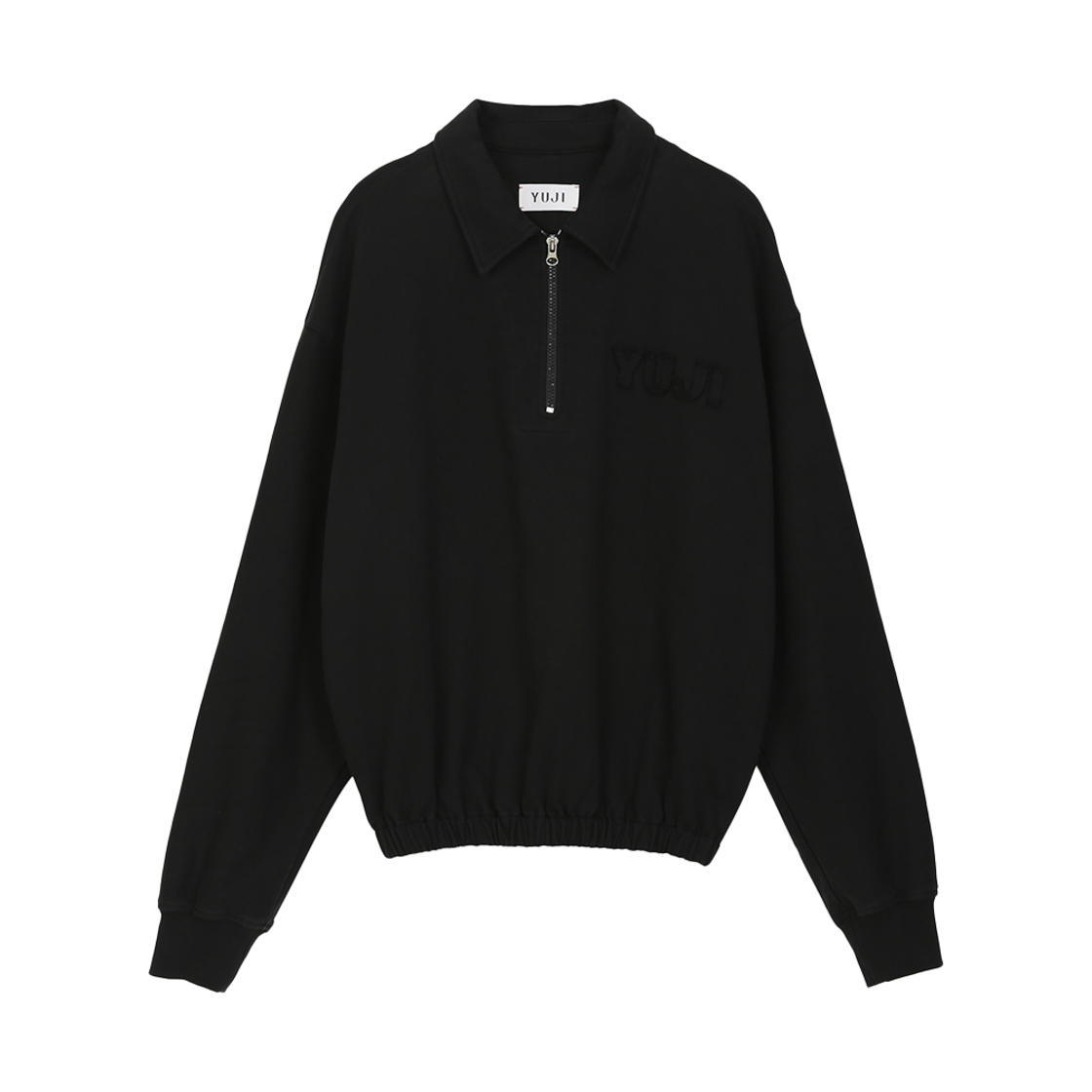 YJ0424_07_copy01 YUJI Womens Yuji Signature Half Zip-Up Sweatshirt Black