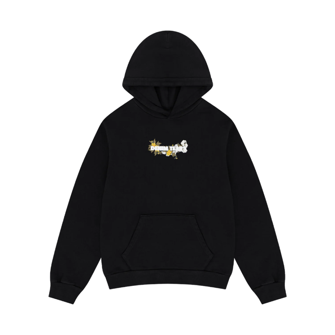 데님 티어스 자수 플로럴 후드 블랙(Denim Tears Embroidered Floral Hoodie Black)