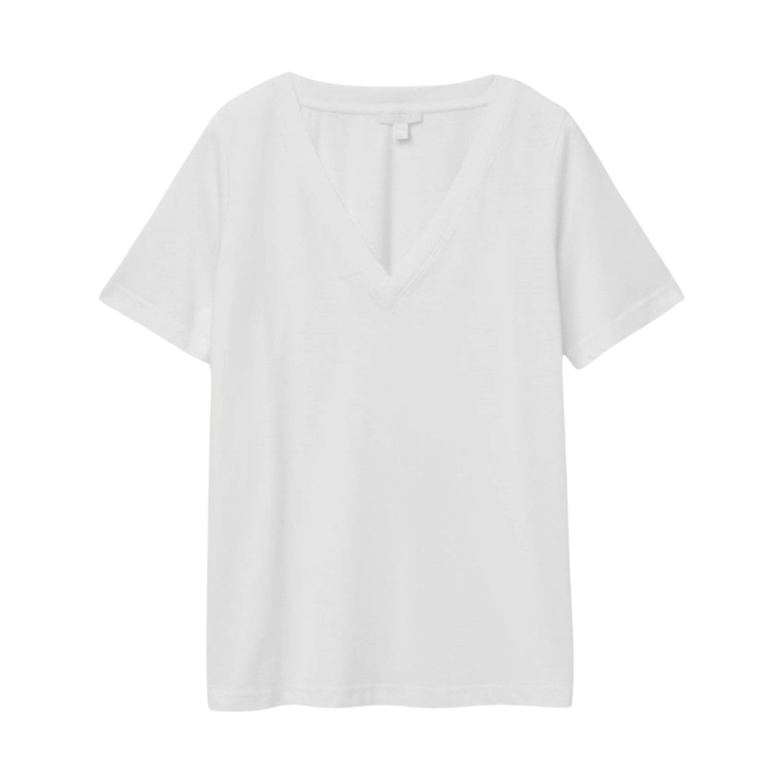 (W) 코스 브이넥 티셔츠 화이트((W) COS V-Neck T-Shirt White) - 1