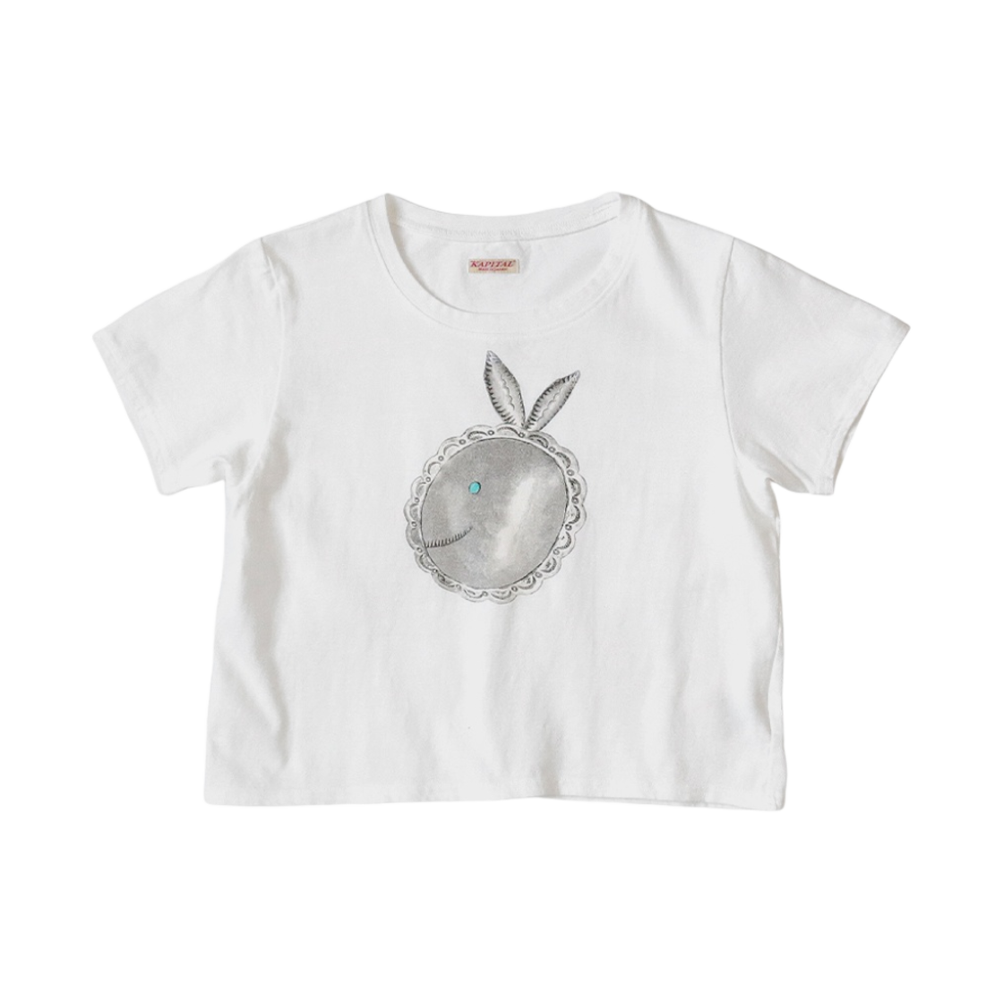 (W) 캐피탈 20-T-클로스 크롭드 티셔츠 콘초 코니보위트 화이트((W) Kapital 20-T-Cloth Cropped T-Shirt Concho Coneybowypt White) - 1