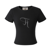(W) Threetimes Jewel T-Shirt Black