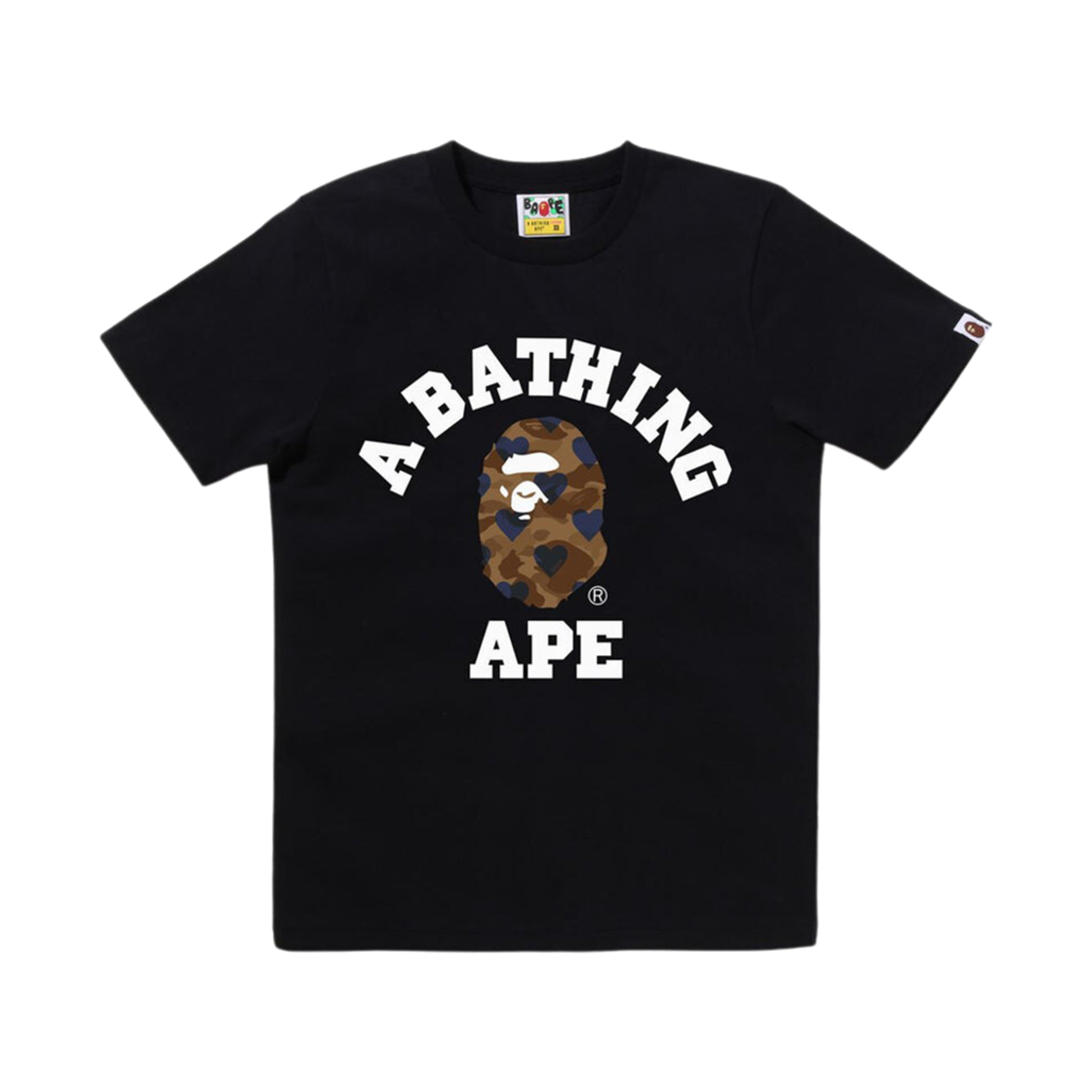 (W) 베이프 아이 러브 베이프 컬리지 티셔츠 블랙((W) BAPE I Love BAPE College T-Shirt Black) - 1