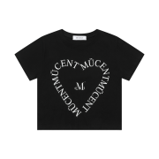 MUCENT Heart Lettering Half T Black White Printed
