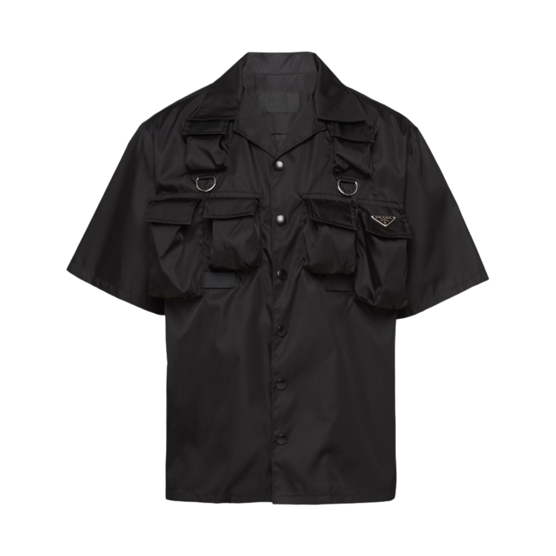 SC768-1WQ8-F0002 Prada Short Sleeved Re-Nylon Shirt Black
