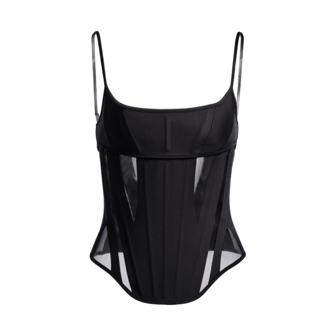 (W) 에이치앤엠 x 뮈글러 메쉬 패널 코르셋 탑 블랙((W) H&M x Mugler Panel Corset Top Black) - 1