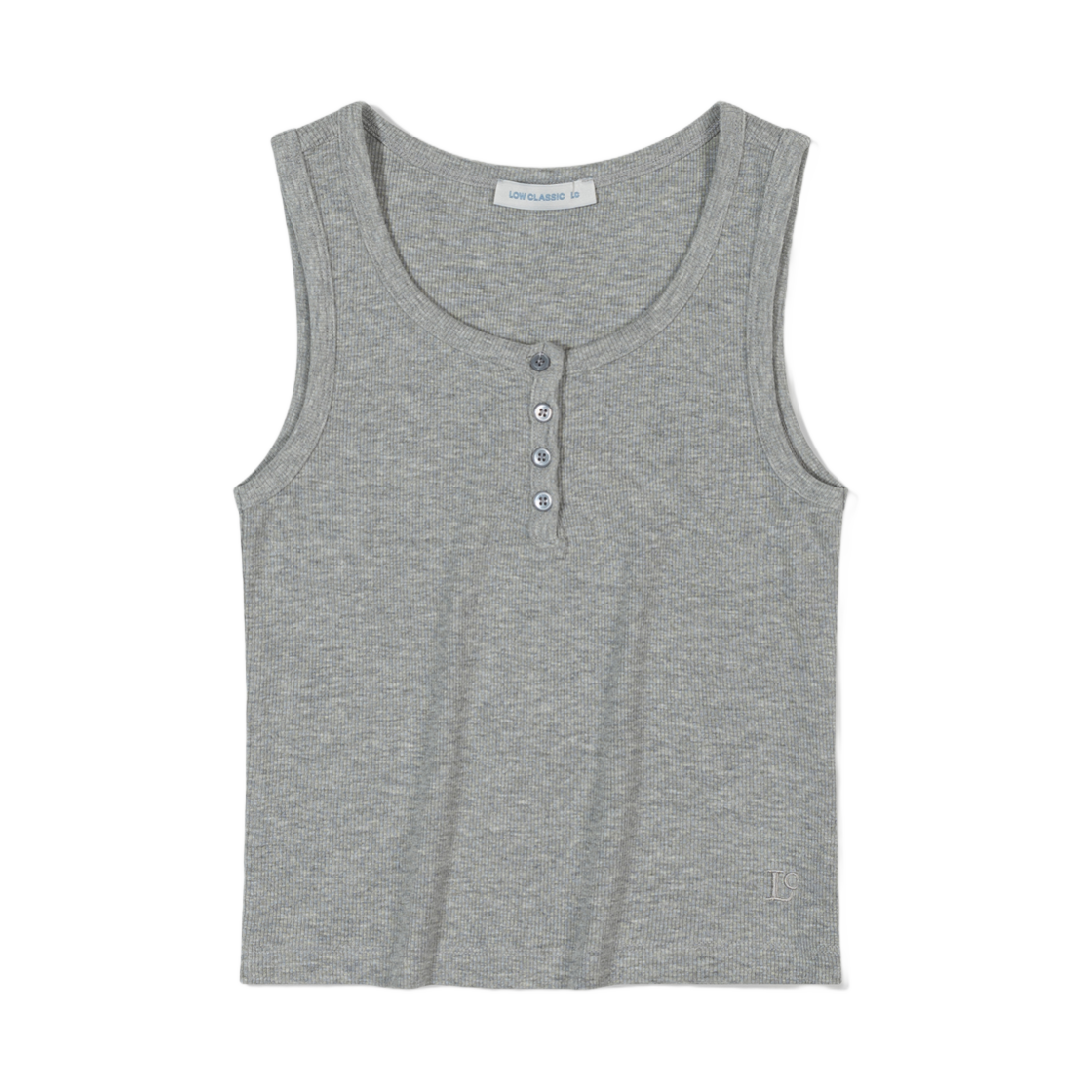 (W) 로우클래식 슬리브리스 멜란지 그레이((W) Low Classic Henry-Neck Sleeveless Melange Grey)