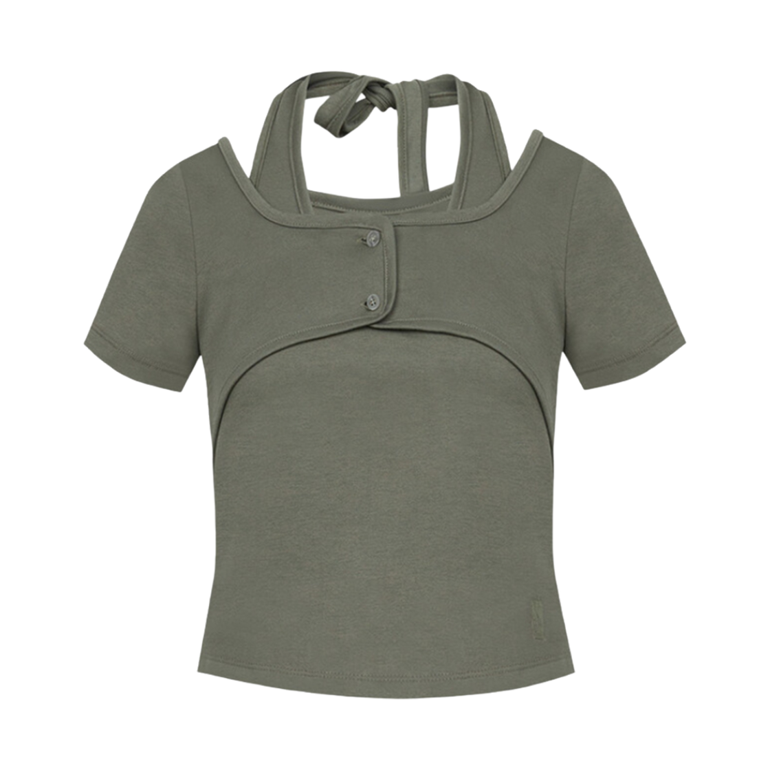 NK4HHS05-1 Notknowing Double Layered Halter Top Khaki