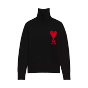 AMI de Coeur Funnel Neck Sweater Black Red