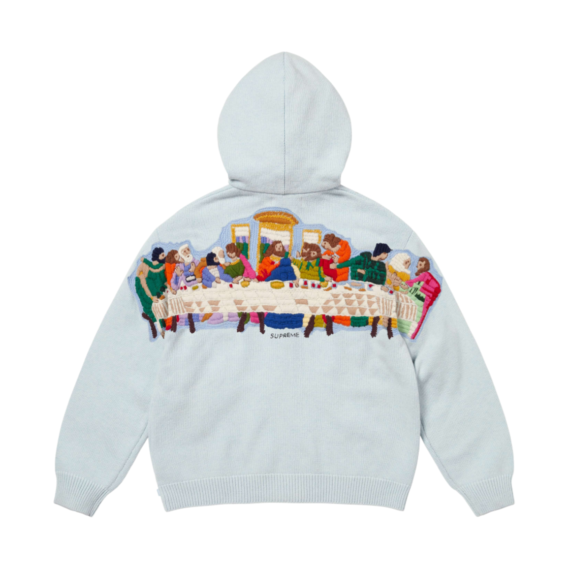 슈프림 라스트 서퍼 자수 집업 후드 스웨터 라이트 블루 - 25SS(Supreme Last Supper Embroidered Zip Up Hooded Sweater Light Blue - 25SS)