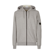 C.P. Company Light Fleece Zipped Hoodie Grey Melange - 22FW