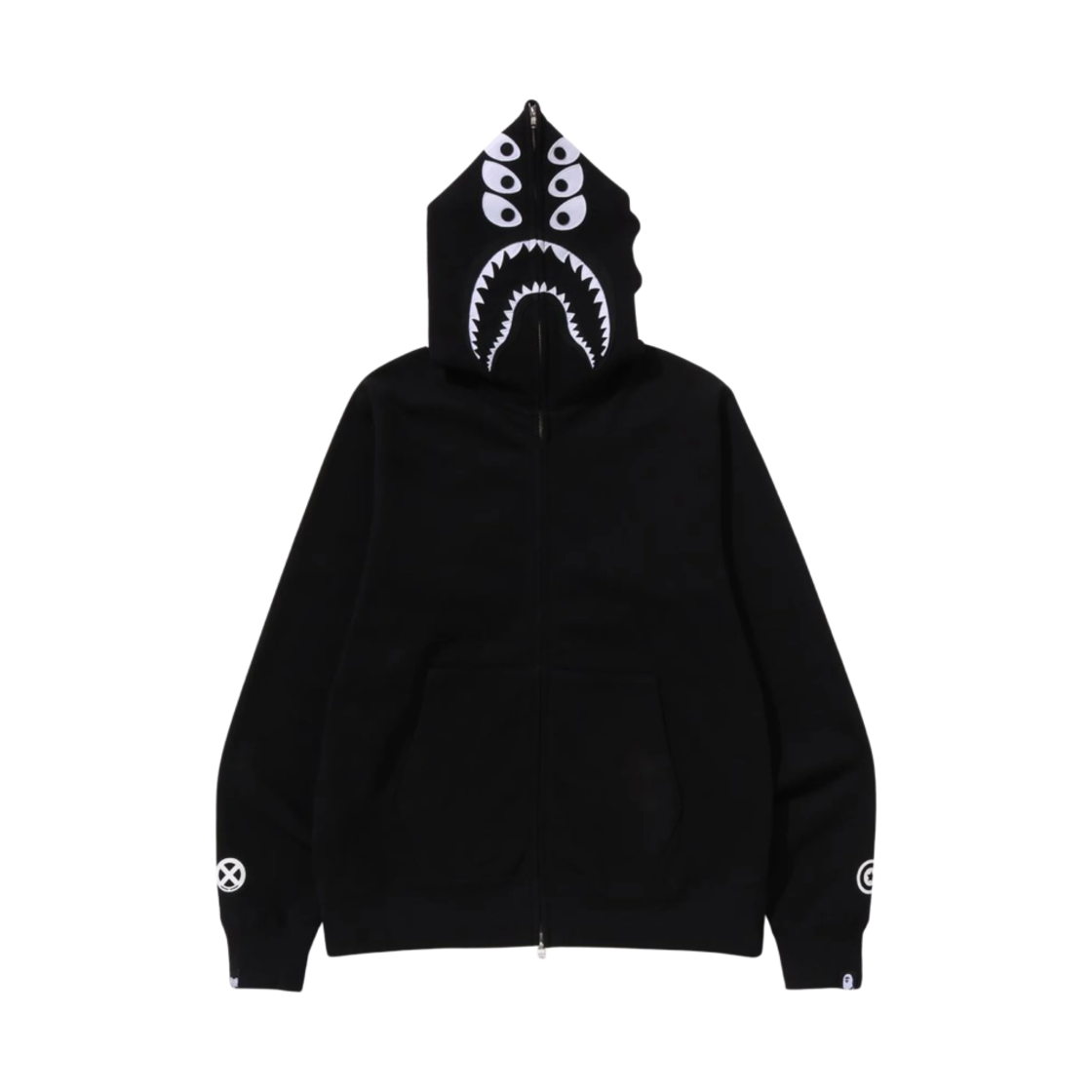 베이프 x 바운티 헌터 매드 샤크 풀 집 후드 블랙(BAPE x Bounty Hunter Mad Shark Full Zip Hoodie Black) - 1