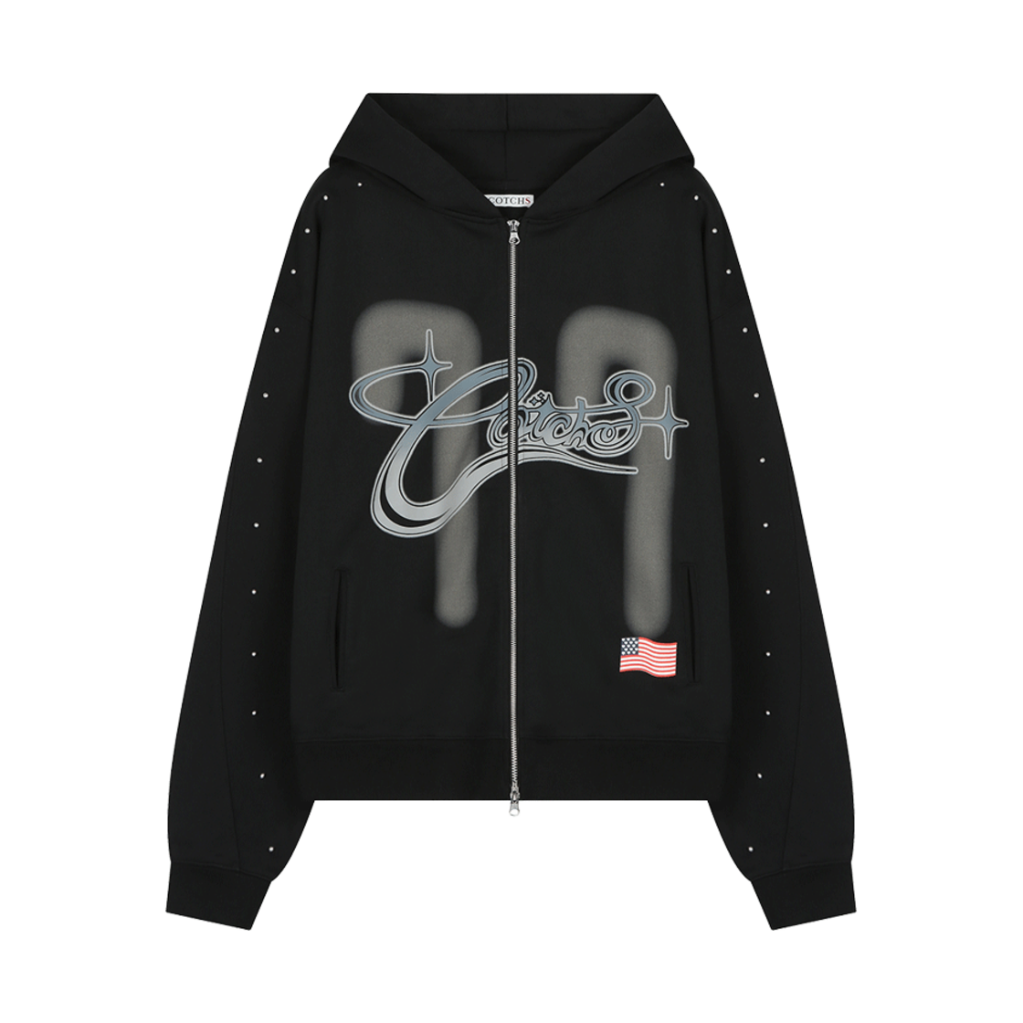 C41 Cotchs Lucky77 Hooded Zip Up Black