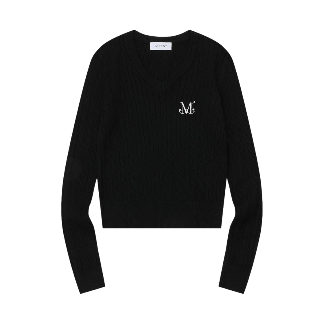 P00000OS_04 MUCENT Primrose V-Neck Crop Knit Black