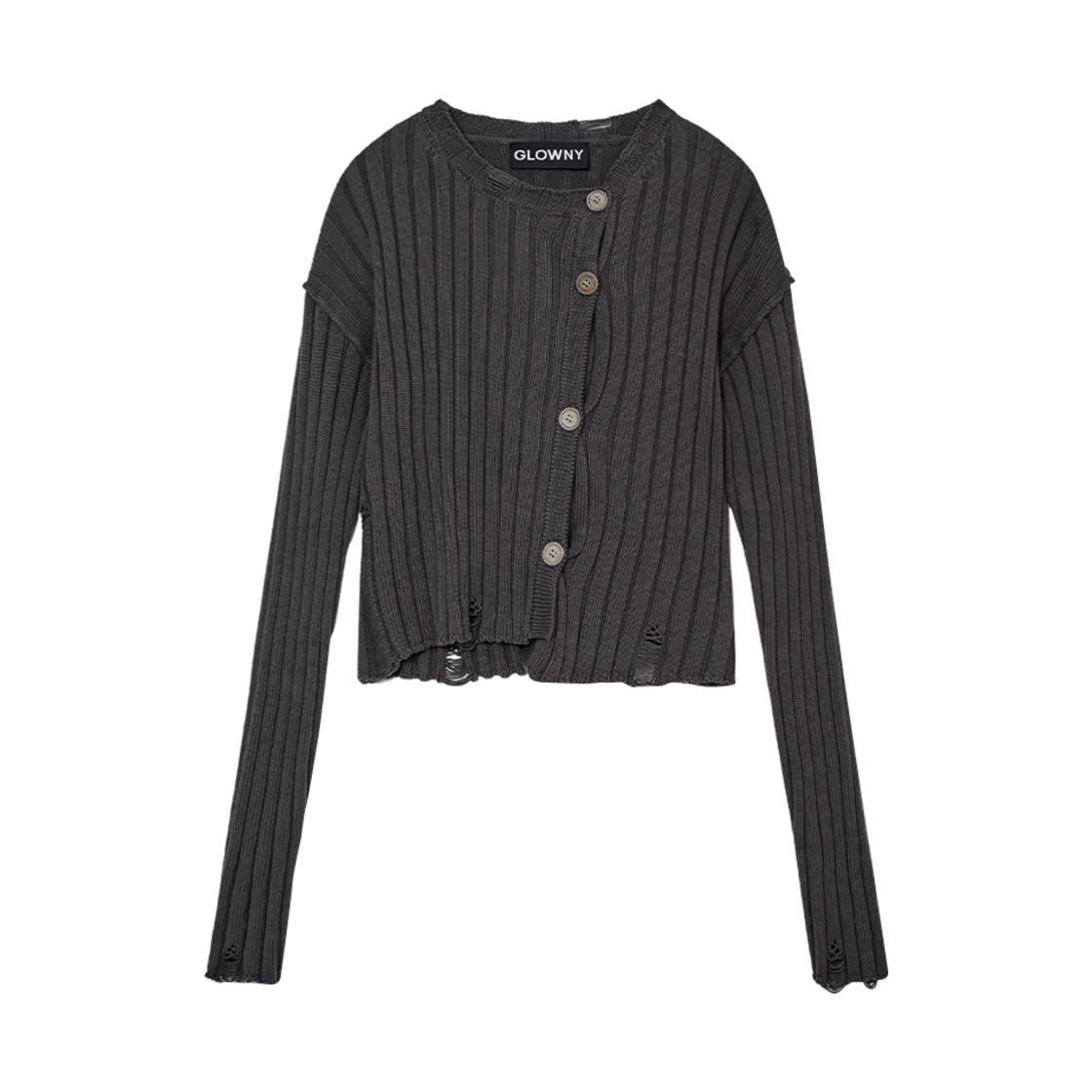 (W) 글로니 야스민 크롭 가디건 차콜((W) Glowny Yasmin Crop Cardigan Charcoal) - 1