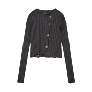 (W) Glowny Yasmin Crop Cardigan Charcoal