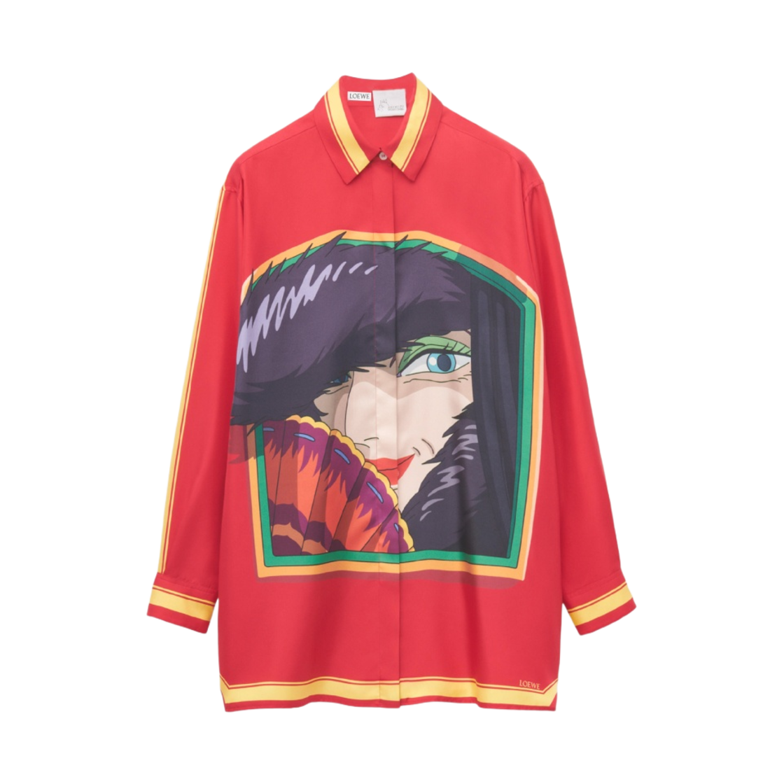 로에베 x 하울의 움직이는 성 위치 오브 더 웨이스트 실크 셔츠 핑크 옐로우(Loewe x Howl's Moving Castle Witch of the Waste Shirt in Silk Pink Yellow) - 1