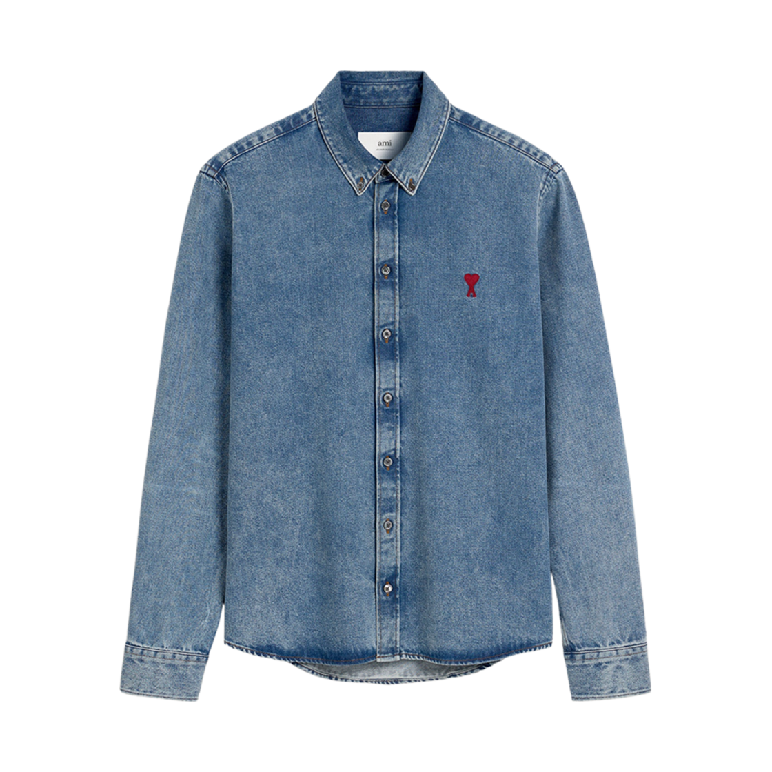 아미 스몰 하트 로고 버튼 다운 셔츠 유즈드 블루(AMI de Coeur Button Down Shirt Used Blue)