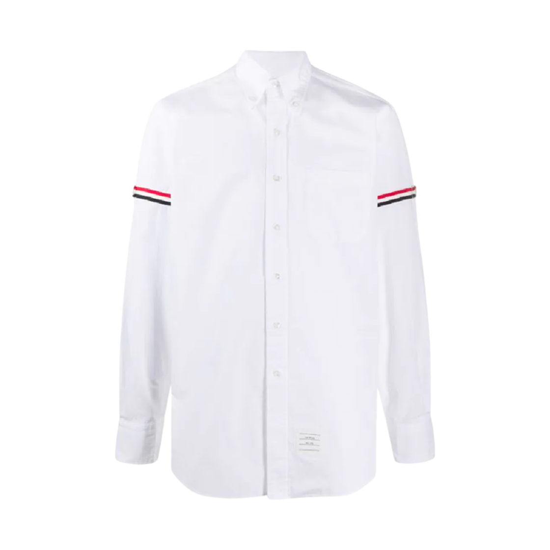 MWL150-E00906-114 Thom Browne Solid Poplin Grosgrain Armband Shirt Off White